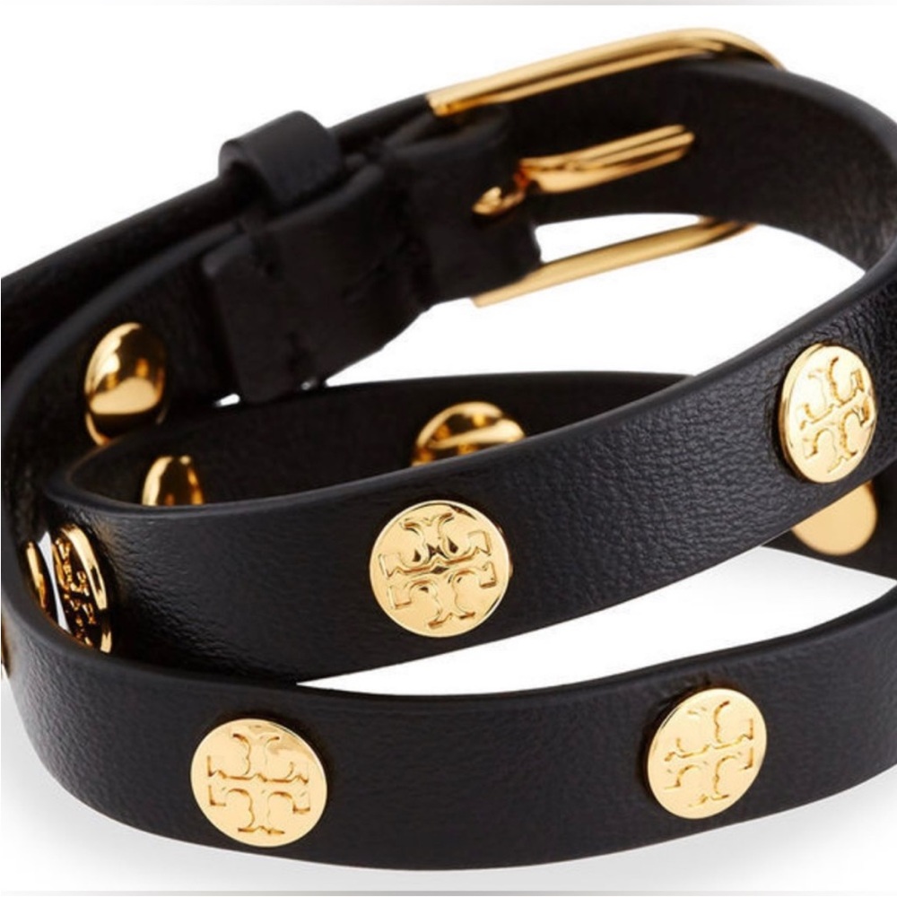 Black and gold Tory Burch wrap bracelet